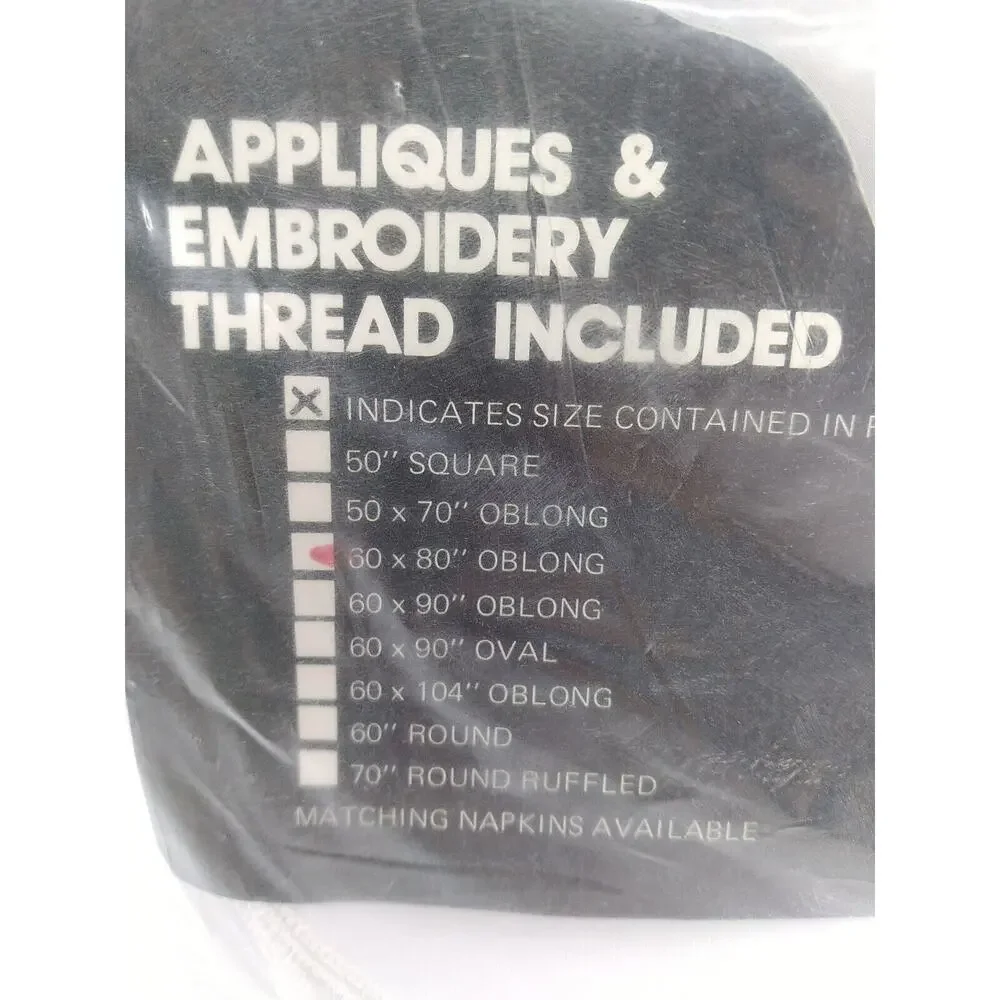 60x80 Inch Oblong Stamped Tablecloth For Applique And Embroidery Kit Camelia